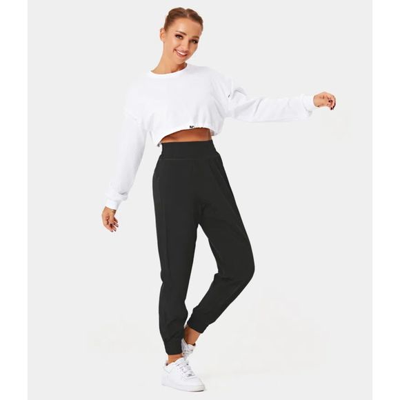 Halara High Waisted Elastic Waistband Casual Joggers Color: Black SIZE: MEDIUM - Picture 4 of 7